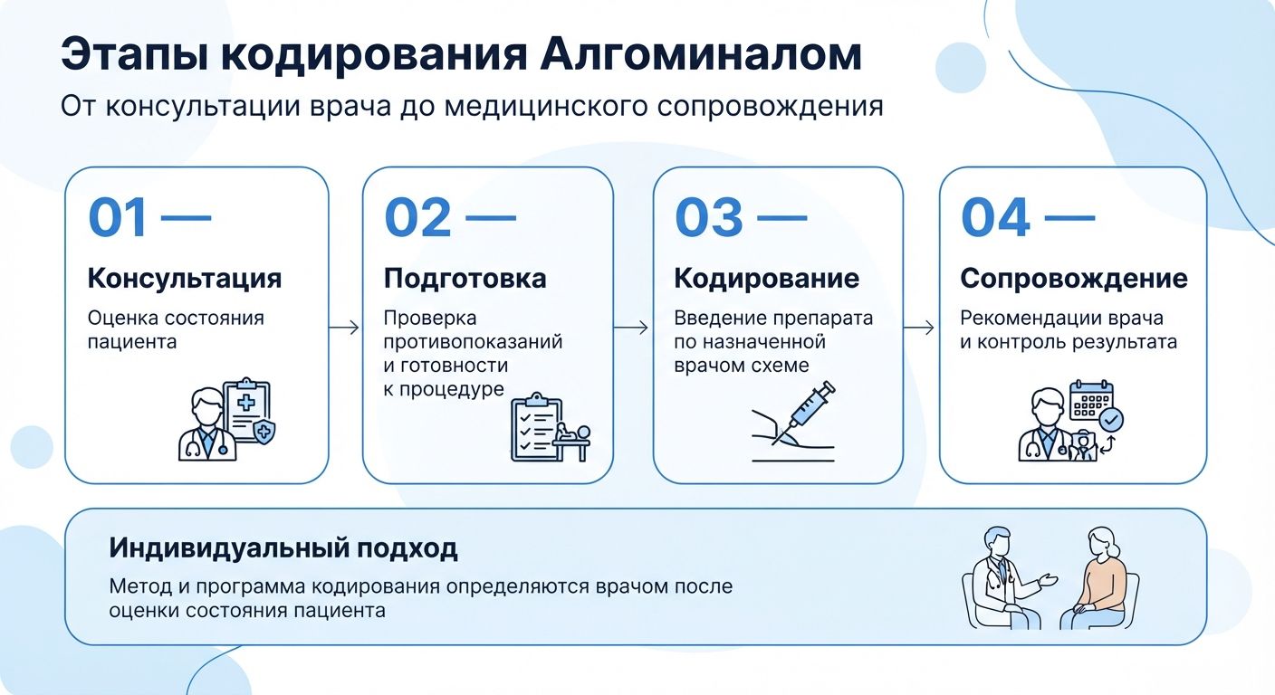 Кодирование препаратом «Алгоминал» в Арамиле инфографика